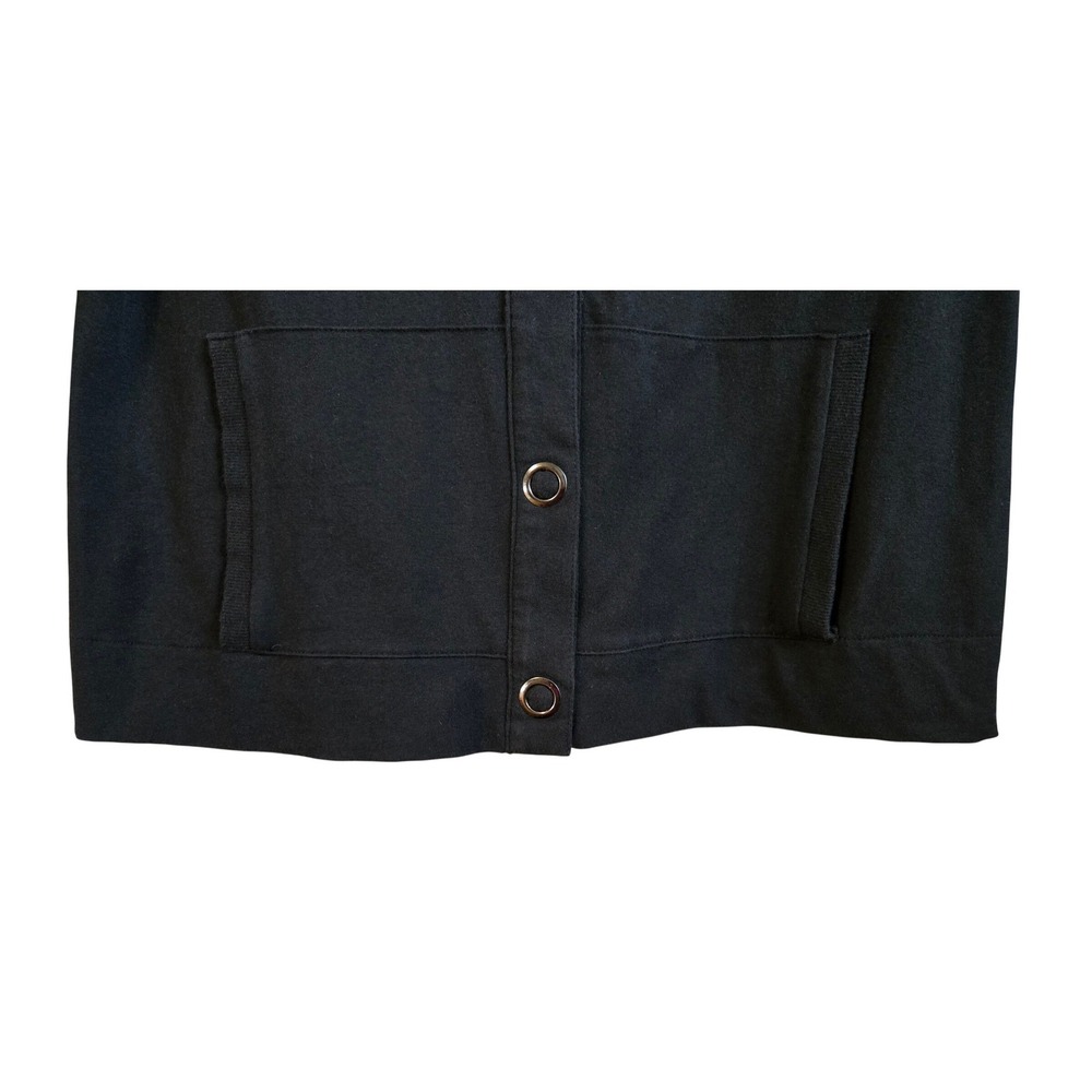 Charter Club Relaxed Black Funnel Neck Snap Front Jacket Tab Sleeve Womens M - Picture 6 of 9